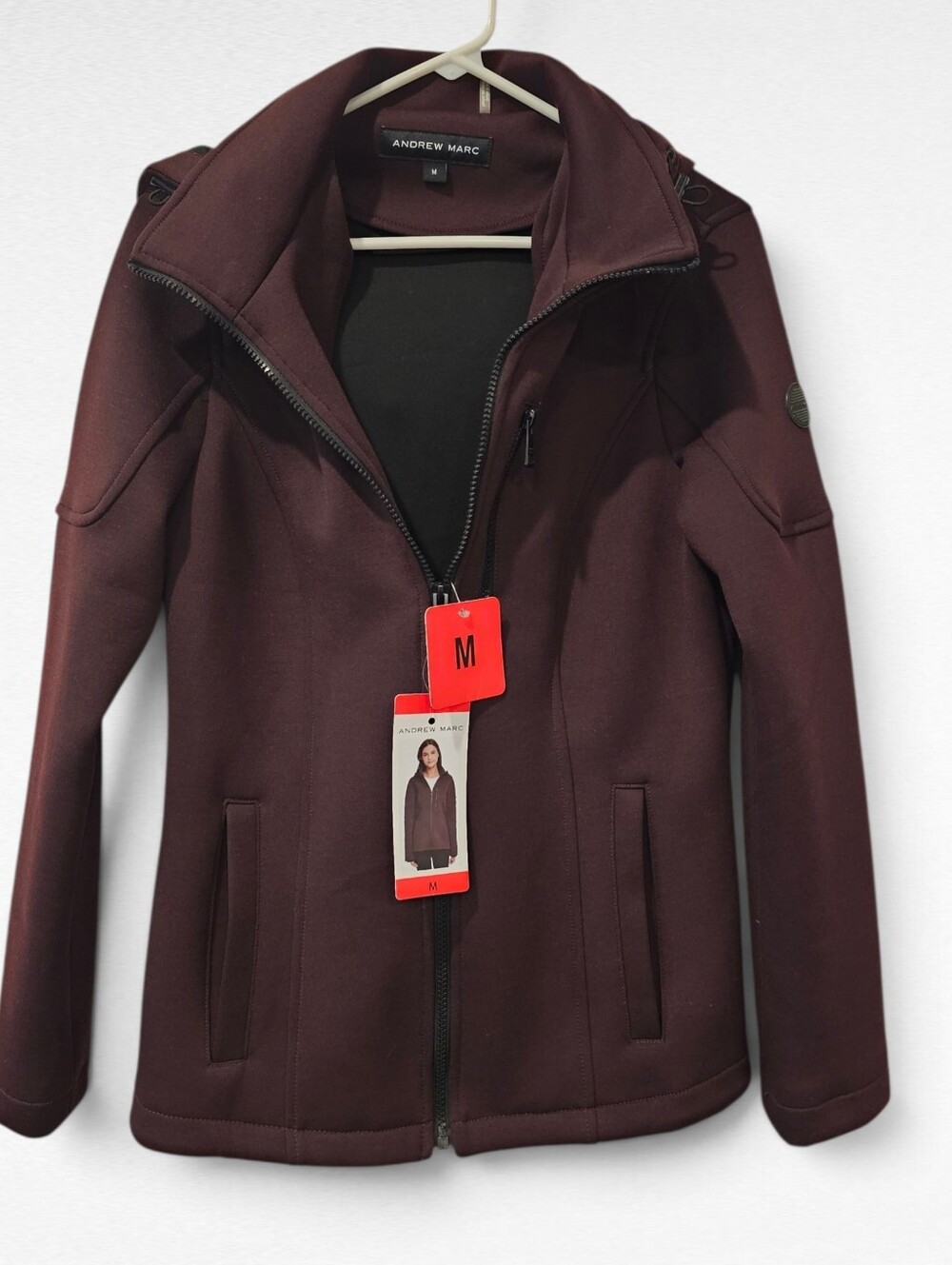 Andrew Marc Hooded Full-Zip Scuba Jacket Size Medium